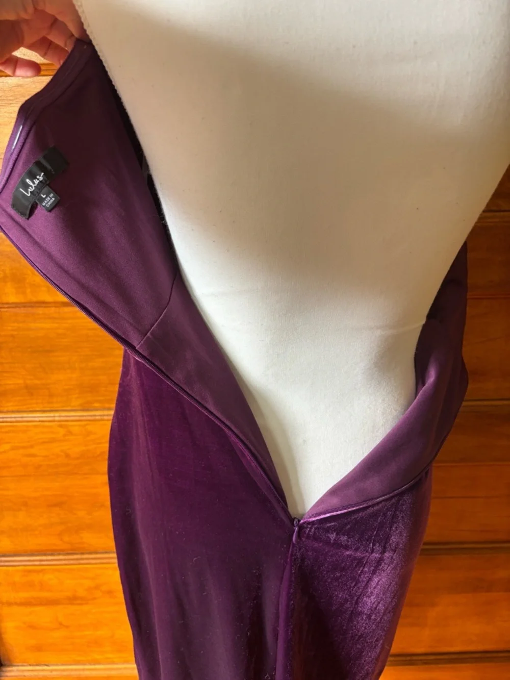 Lulu's Strapless Velvet Midi Dress in Deep Plum - Picture 6 of 8